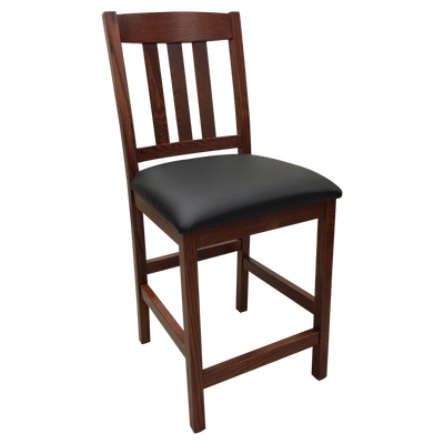 Amish made Old Mission 24" Barstool with Leather Seat in Solid Oak | Oak For Less® Furniture & Amish Furniture Creations ™