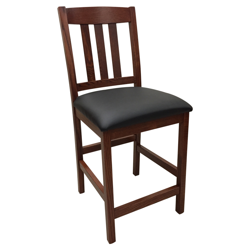 Amish made Old Mission 24" Barstool with Leather Seat in Solid Oak | Oak For Less® Furniture & Amish Furniture Creations ™