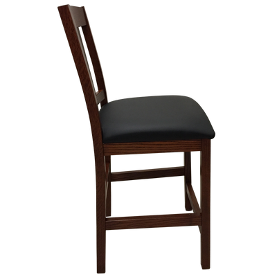 Amish made Old Mission 24" Barstool with Leather Seat in Solid Oak - side view | Oak For Less® Furniture & Amish Furniture Creations ™