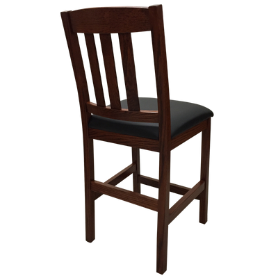 Amish made Old Mission 24" Barstool with Leather Seat in Solid Oak - back view | Oak For Less® Furniture & Amish Furniture Creations ™